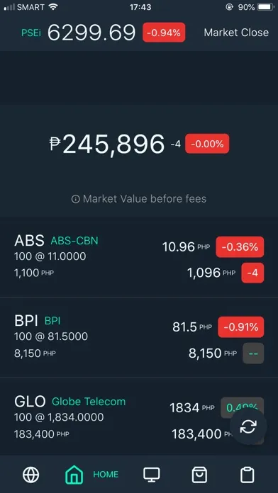 Ảnh chụp màn hình của PSE Watchlist