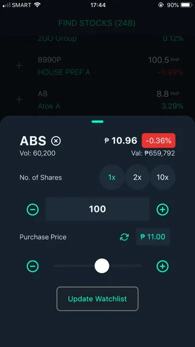 Ảnh chụp màn hình của PSE Watchlist