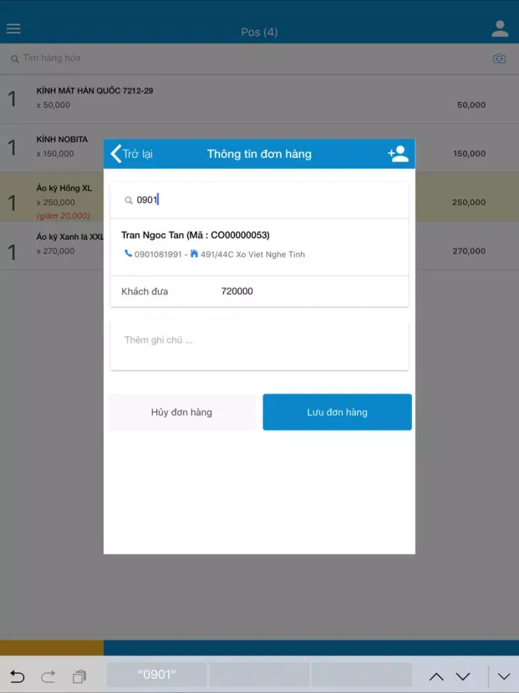 Tangkapan layar Suno POS iPad 