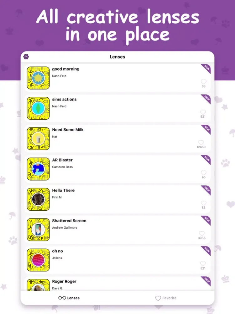 Capturas de tela do Lens Codes For Snapchat Studio iPad 