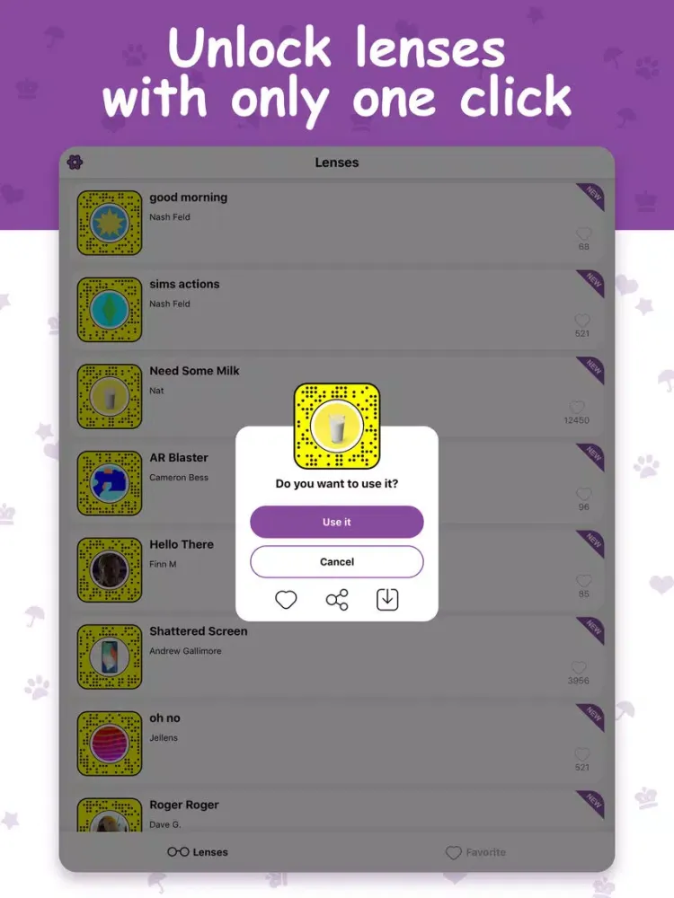 Capturas de tela do Lens Codes For Snapchat Studio iPad 
