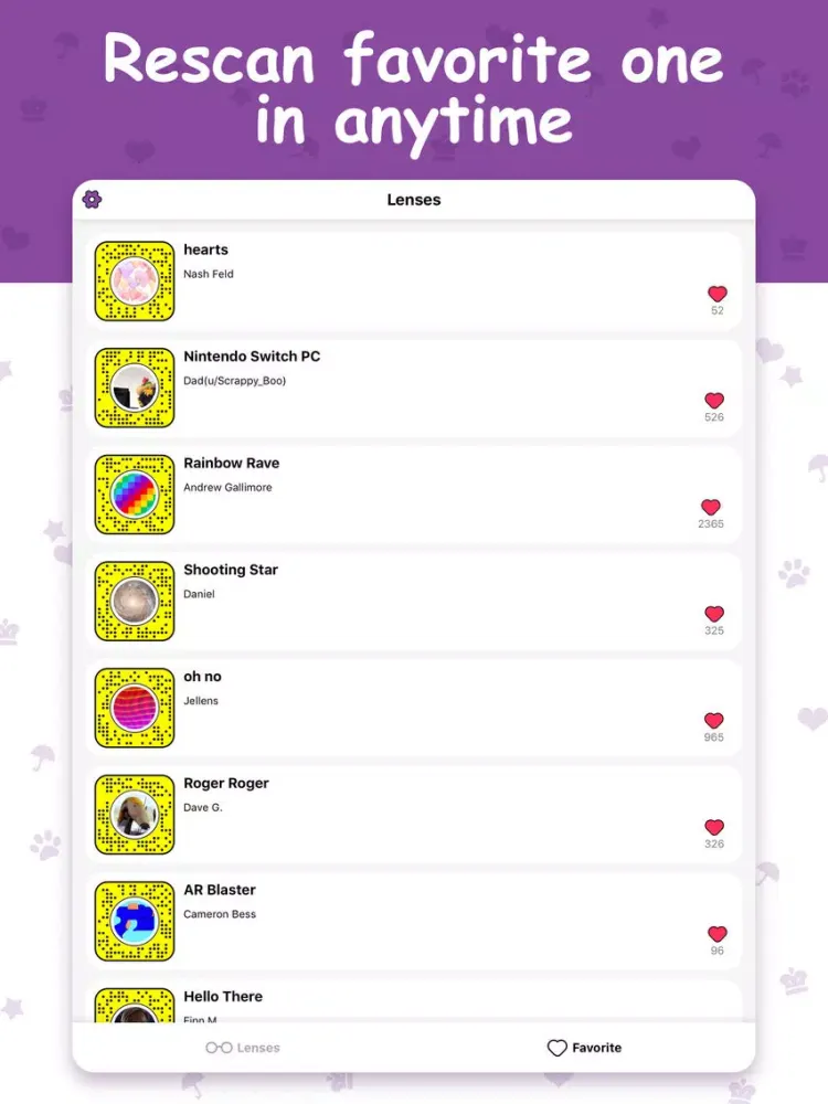 Capturas de tela do Lens Codes For Snapchat Studio iPad 