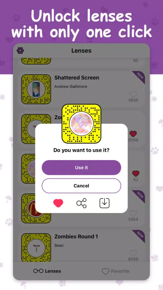Capturas de tela do Lens Codes For Snapchat Studio