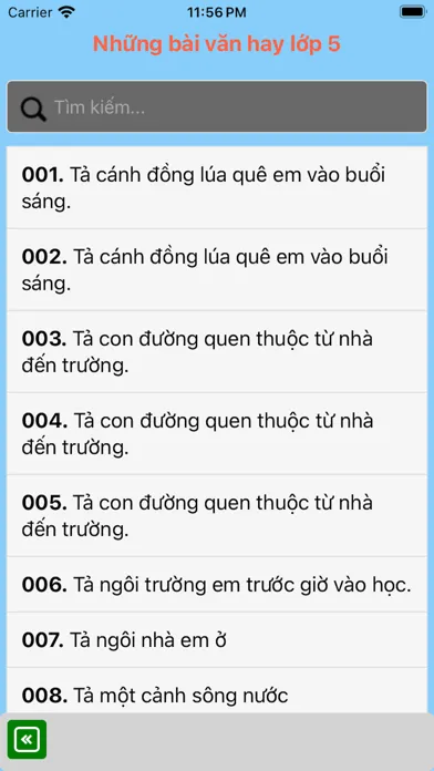 Capturas de tela do Văn Lớp 5