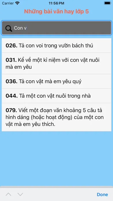 Capturas de tela do Văn Lớp 5
