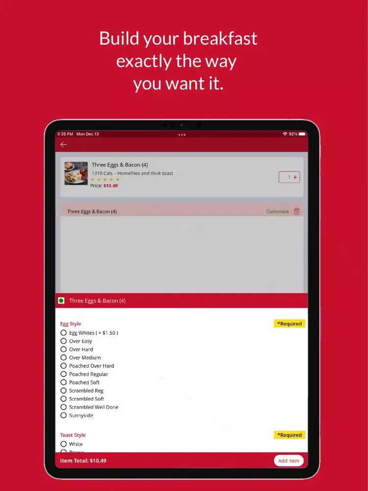 Sunset Grill Breakfast & Lunch iPad 应用截图