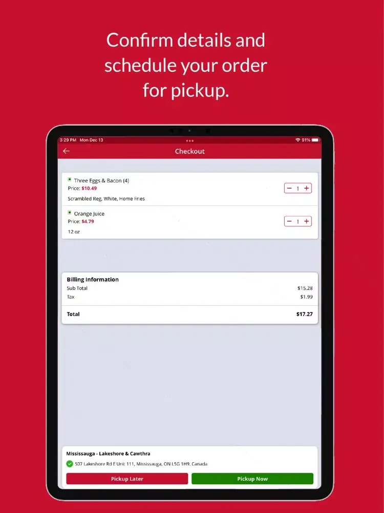 Sunset Grill Breakfast & Lunch iPad 应用截图