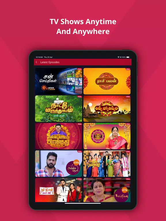 Sun NXT - Live TV & Movies iPad 应用截图