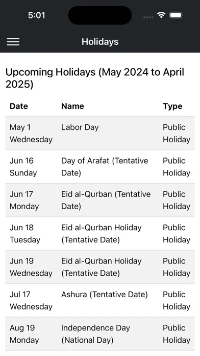 Ảnh chụp màn hình của Afghan Calendar