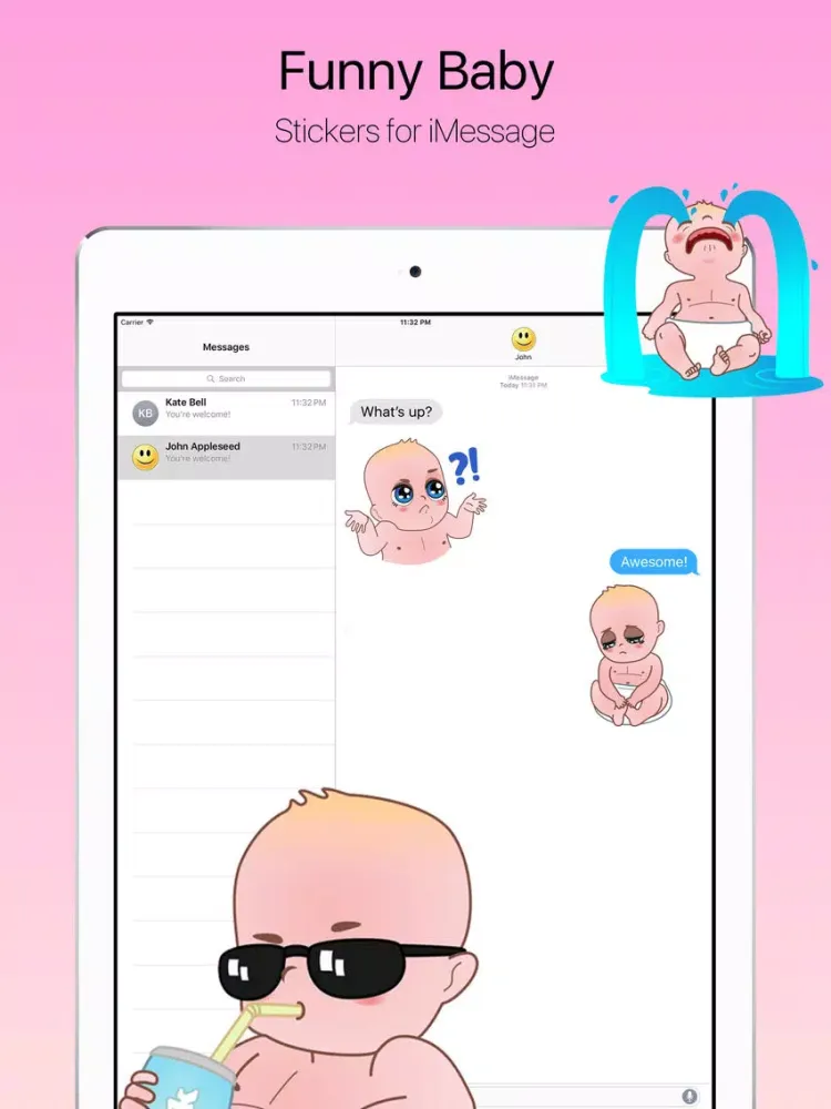 Capturas de tela do Funny Little Baby Stickers iPad 