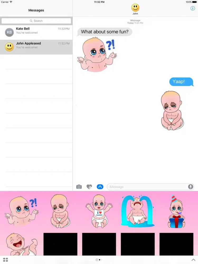 Capturas de tela do Funny Little Baby Stickers iPad 