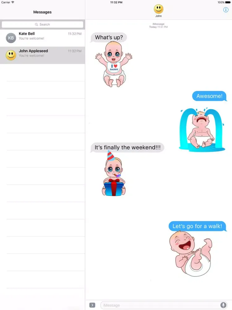 Capturas de tela do Funny Little Baby Stickers iPad 