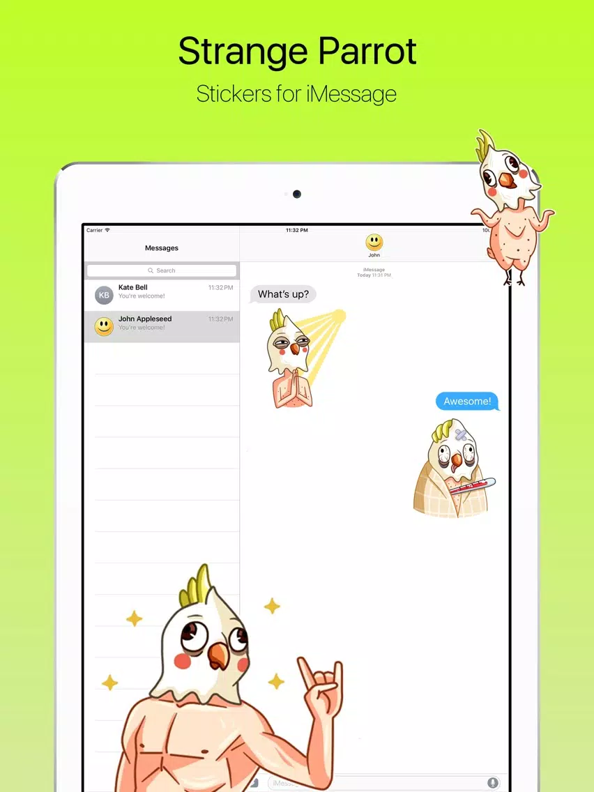 تصاویر Strange and Funny Parrot Stickers iPad 