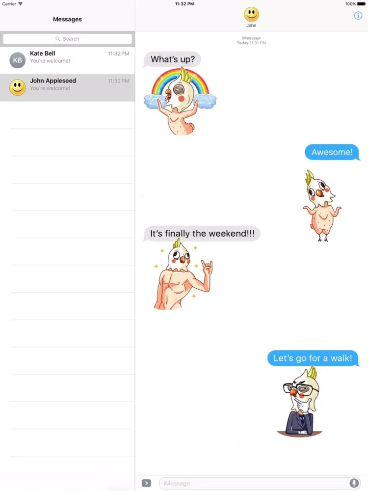 Strange and Funny Parrot Stickers iPad  스크린샷