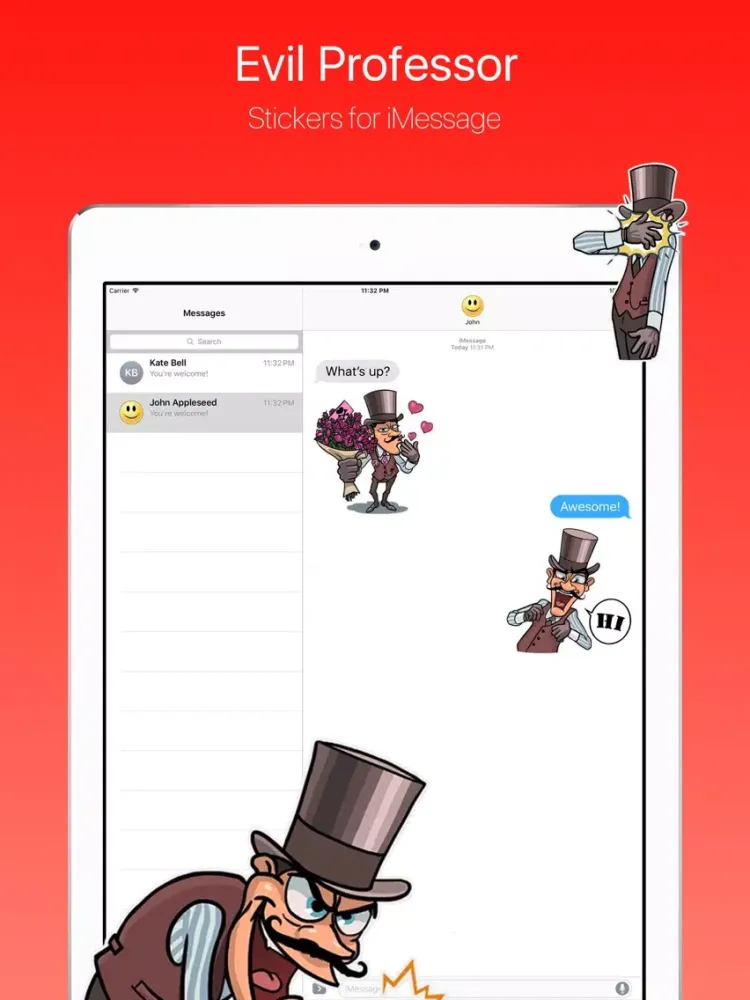 Tangkapan layar Evil Professor Stickers iPad 