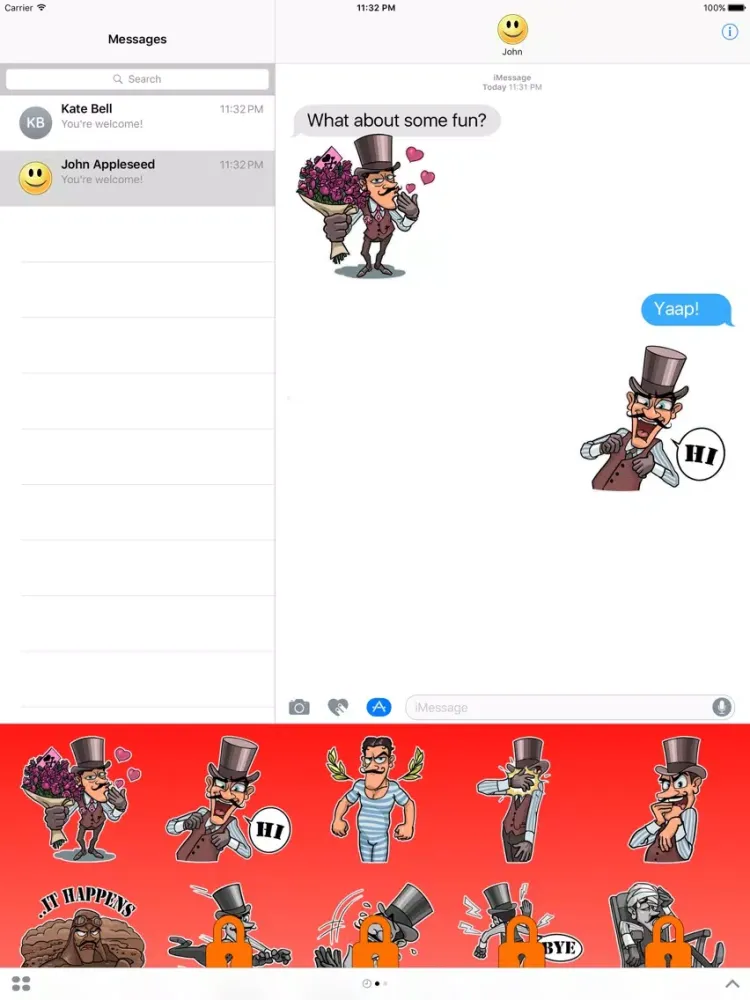 Tangkapan layar Evil Professor Stickers iPad 