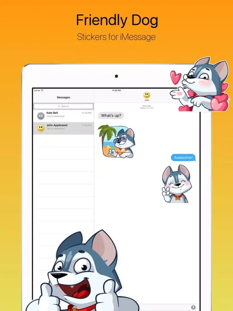 Cheerful Friendly Dog Stickers iPad 应用截图