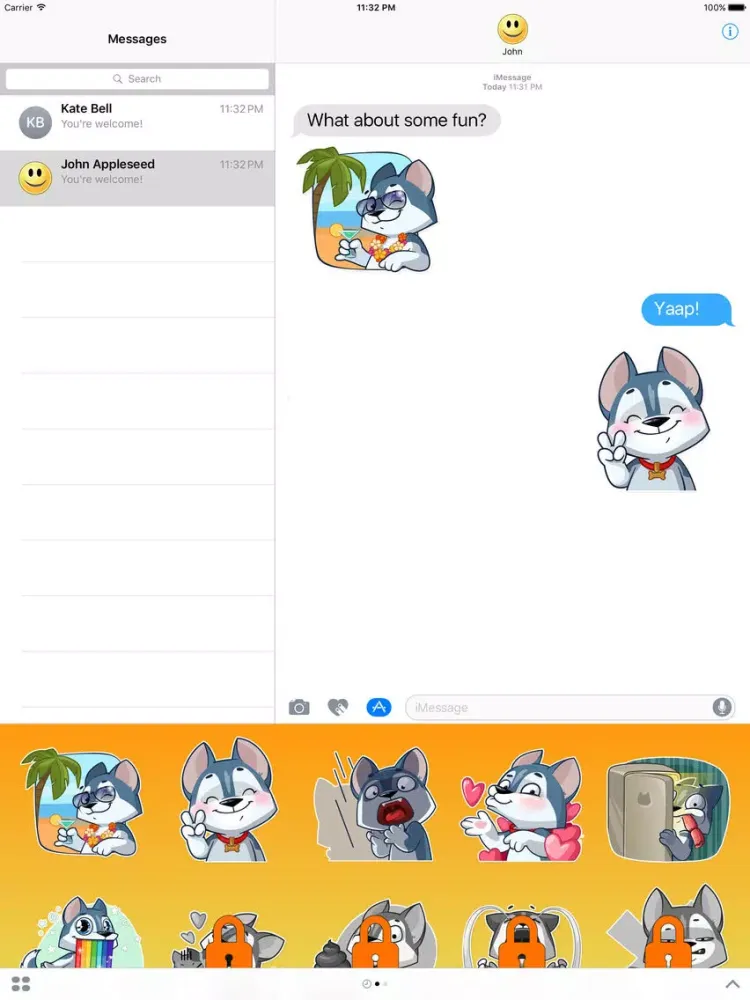 Cheerful Friendly Dog Stickers iPad 应用截图