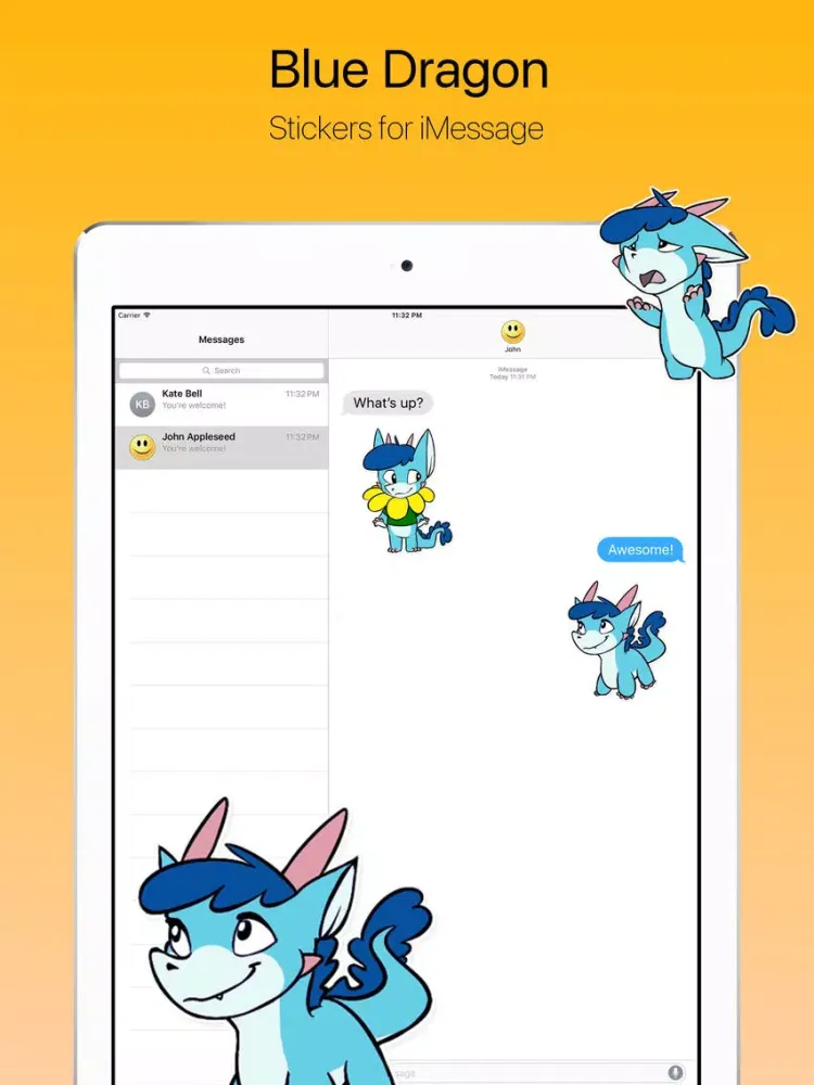 Blue Little Dragon Stickers iPad  سکرین شاٹس