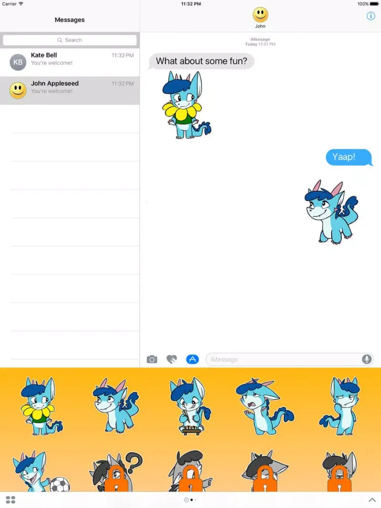 Blue Little Dragon Stickers iPad  سکرین شاٹس