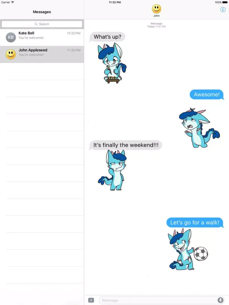 Blue Little Dragon Stickers iPad  سکرین شاٹس