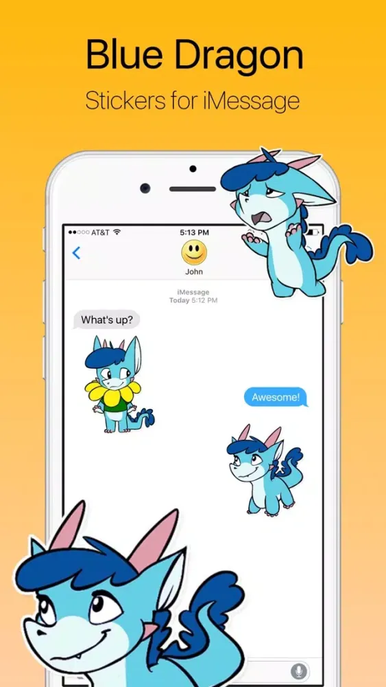 Blue Little Dragon Stickers سکرین شاٹس