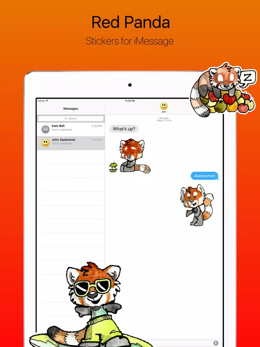 ภาพหน้าจอของ Cheerful Red Panda Stickers iPad 