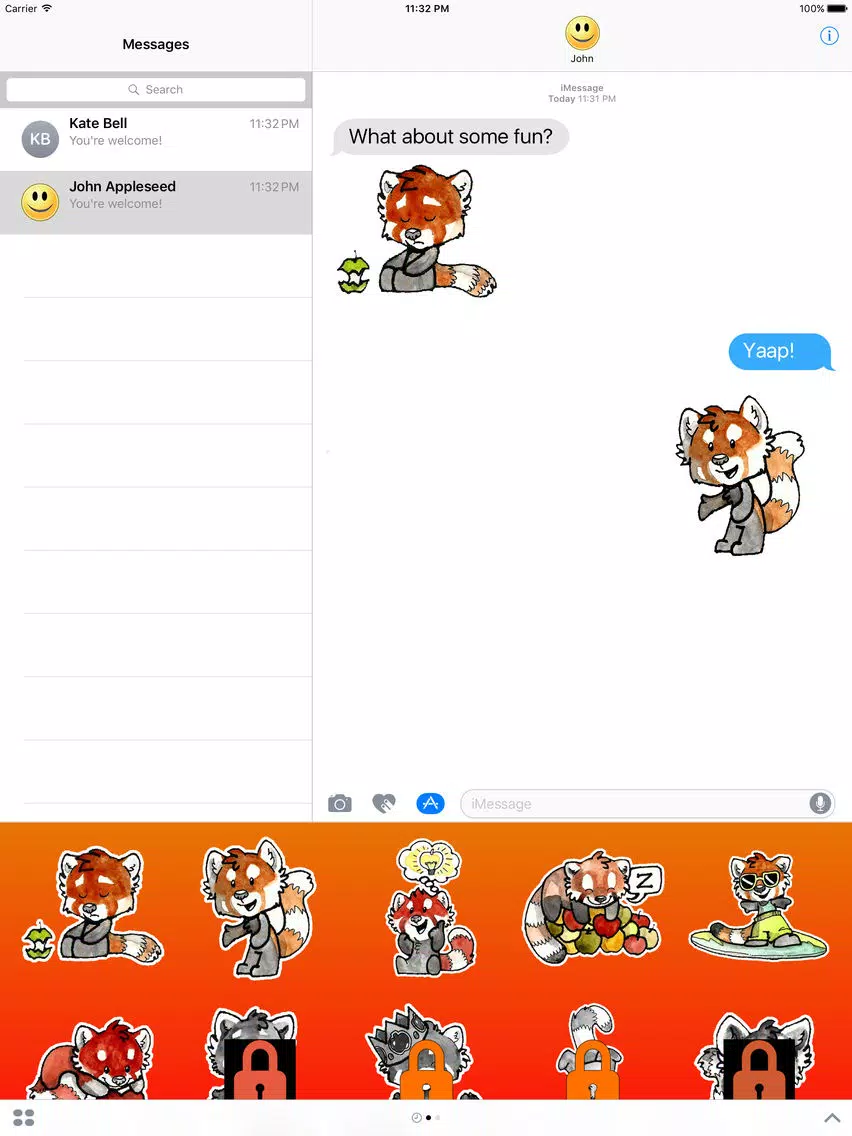 ภาพหน้าจอของ Cheerful Red Panda Stickers iPad 