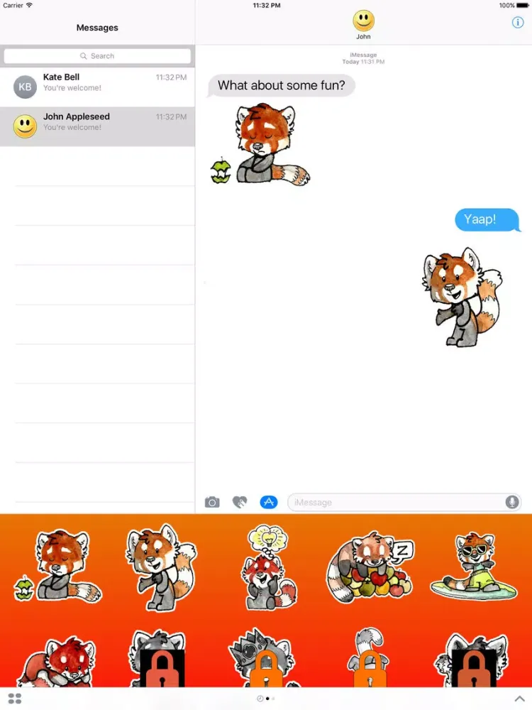 ภาพหน้าจอของ Cheerful Red Panda Stickers iPad 