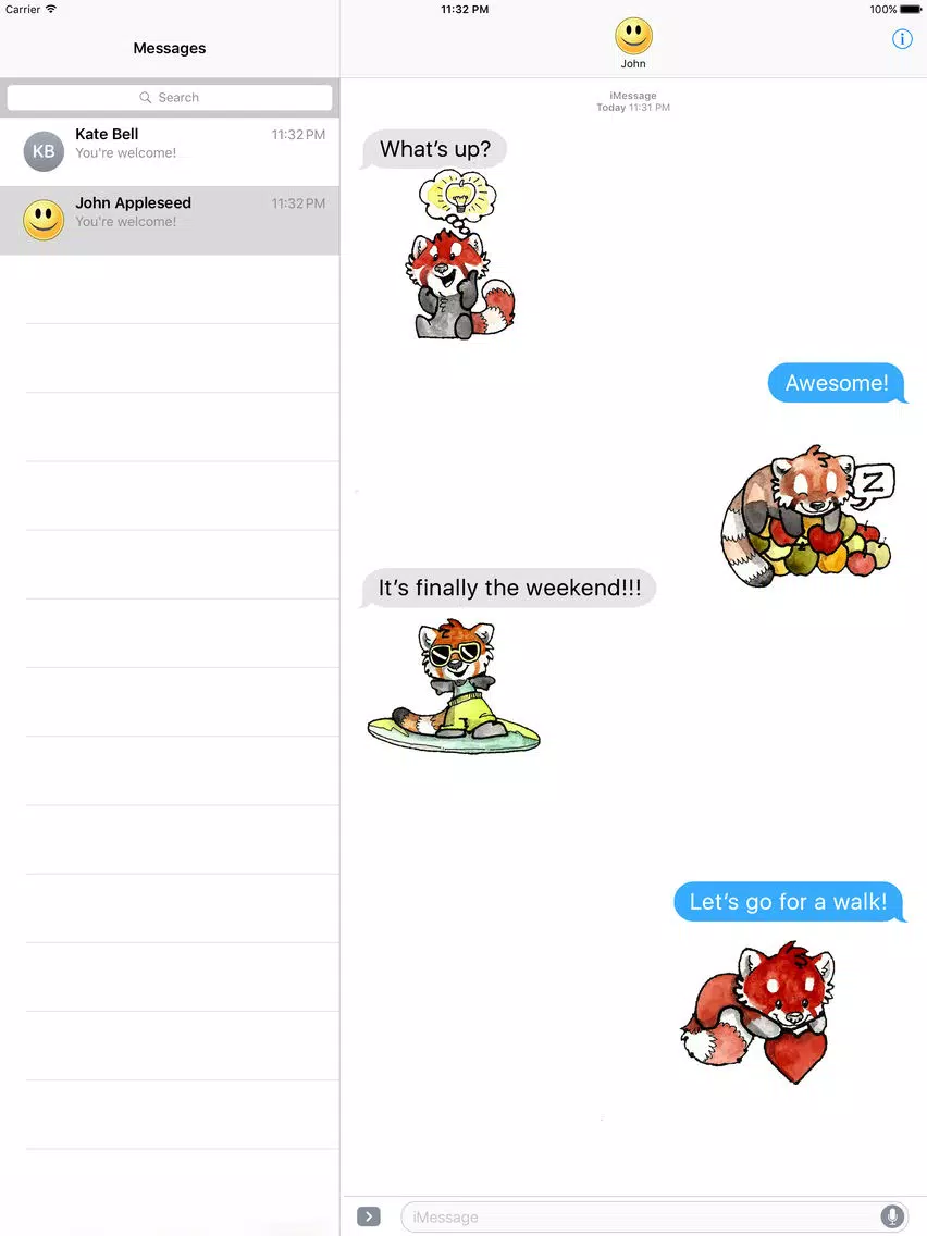ภาพหน้าจอของ Cheerful Red Panda Stickers iPad 