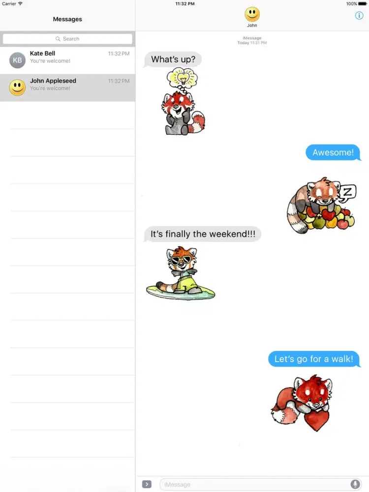 ภาพหน้าจอของ Cheerful Red Panda Stickers iPad 