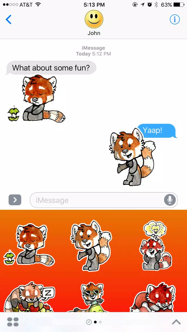 ภาพหน้าจอของ Cheerful Red Panda Stickers