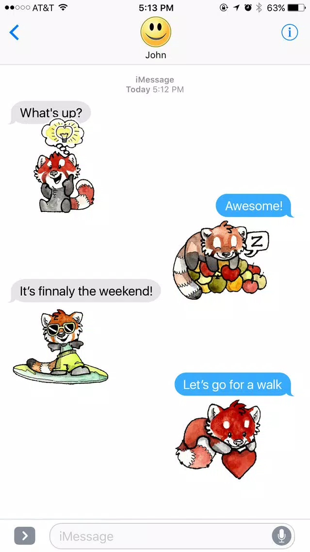 ภาพหน้าจอของ Cheerful Red Panda Stickers