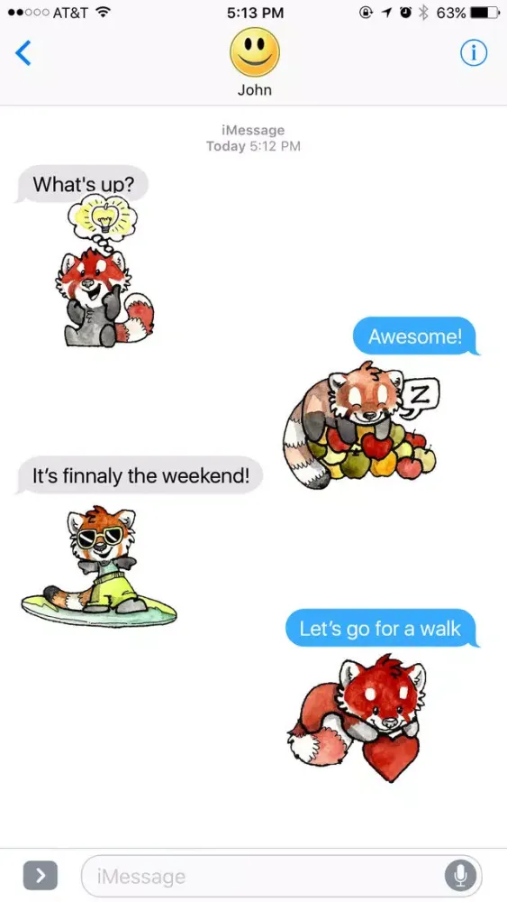 ภาพหน้าจอของ Cheerful Red Panda Stickers