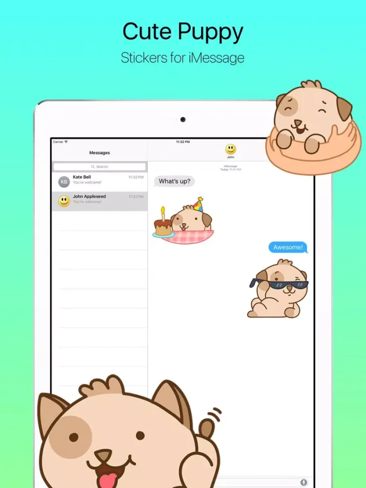 تصاویر Happy and Cute Puppy Stickers iPad 