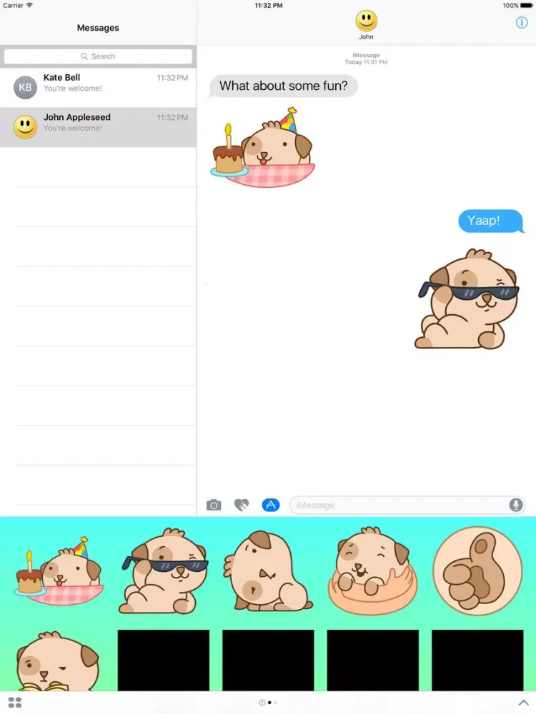 تصاویر Happy and Cute Puppy Stickers iPad 