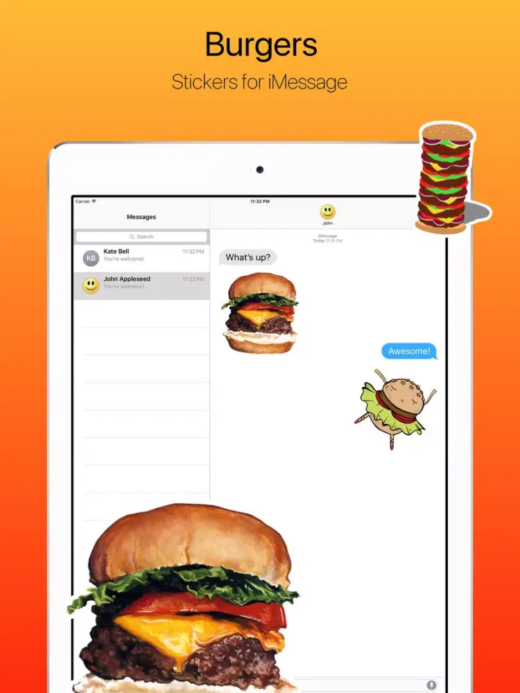Burgers and Fast Food Stickers iPad 应用截图