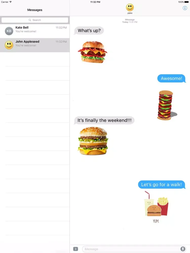 Burgers and Fast Food Stickers iPad 应用截图