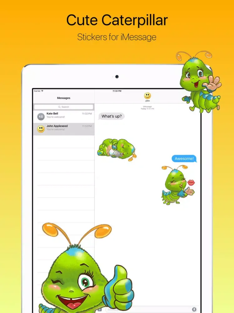 Little and Cute Caterpillar Stickers iPad 應用截圖