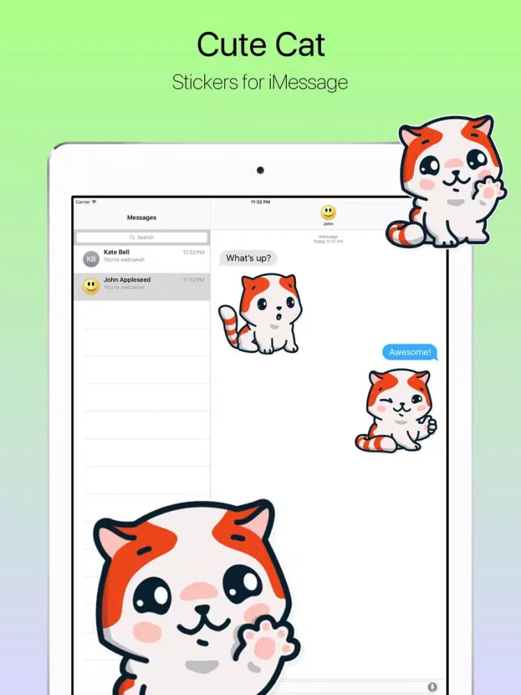Orange Cute Cat Stickers iPad  Screenshots