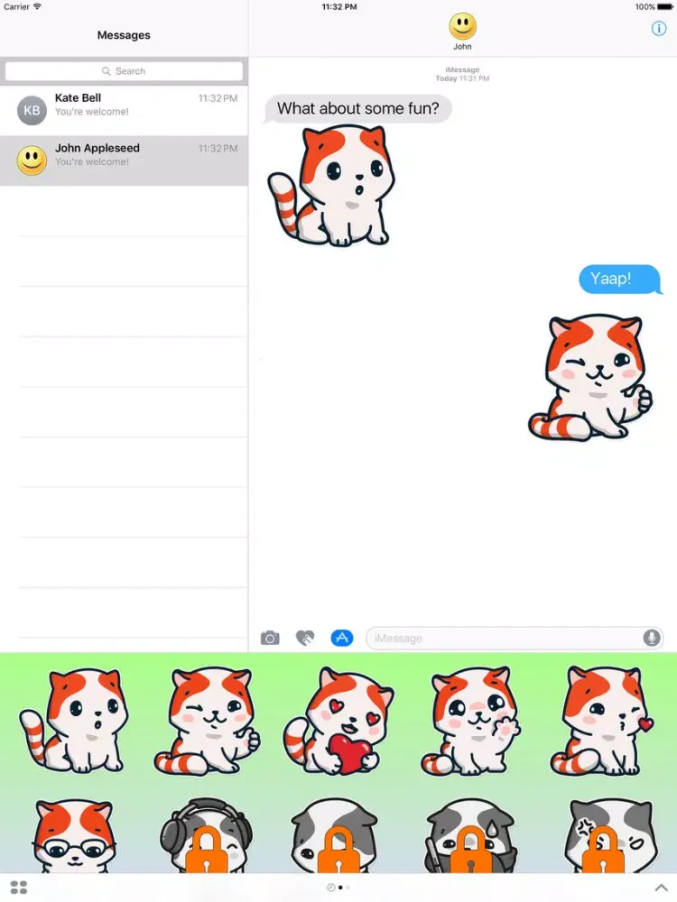 Orange Cute Cat Stickers iPad  Screenshots