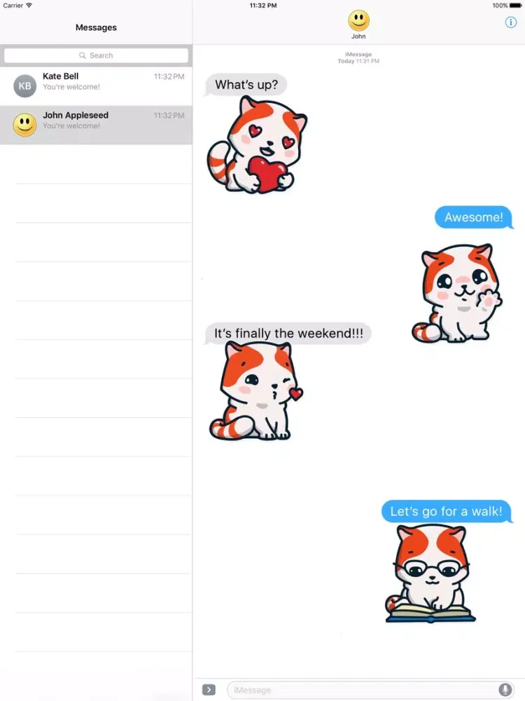 Orange Cute Cat Stickers iPad  Screenshots