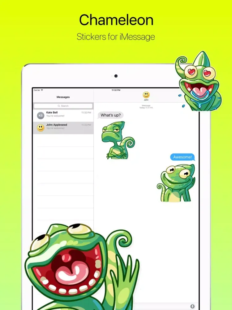 Capturas de pantalla de Funny Chameleon from Jungle Stickers iPad 