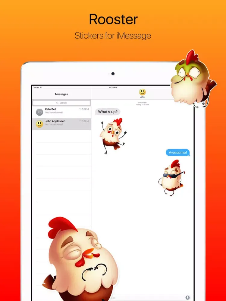 Tangkapan skrin Happy Rooster Stickers iPad 