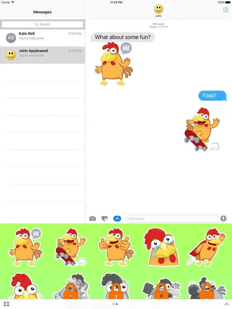 Yellow Rooster Stickers iPad  Screenshots