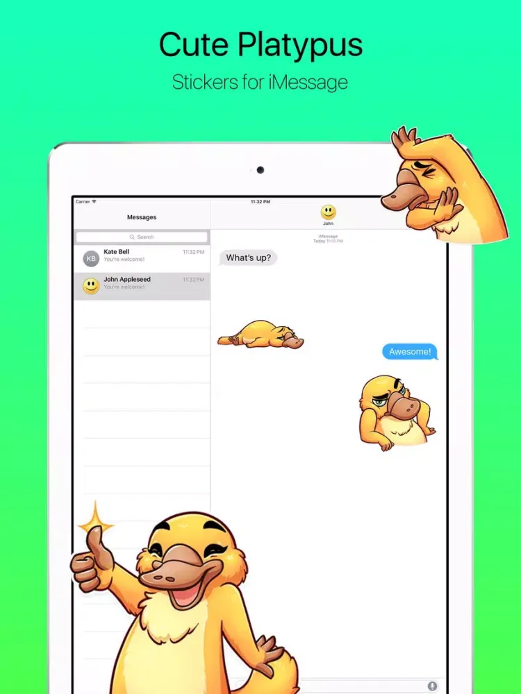 Cute Platypus Stickers iPad  스크린샷
