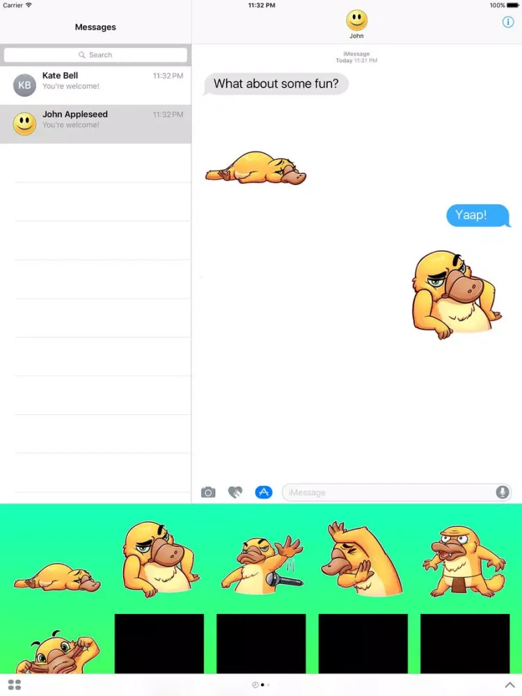 Cute Platypus Stickers iPad  스크린샷
