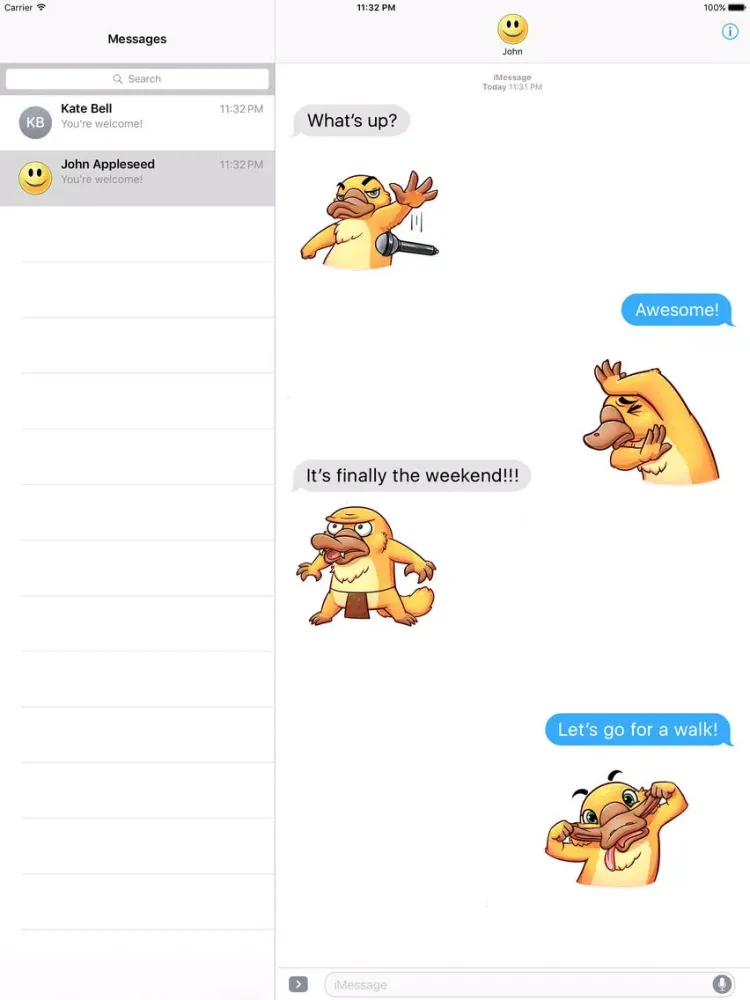 Cute Platypus Stickers iPad  스크린샷