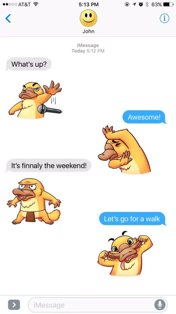 Cute Platypus Stickers 스크린샷