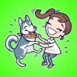 Cute Dog Husky and Girl Stickers Cute Dog Husky and Girl Stickers